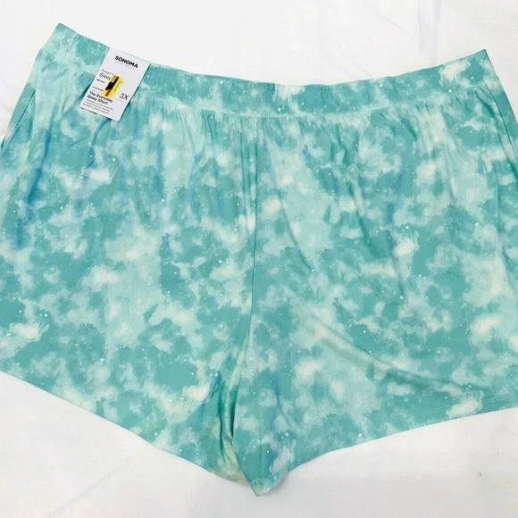 NWT SONOMA Women Sleepwear Drawstring Pockets Tie Dye Green Shorts Plus Size 3X - Picture 2 of 4